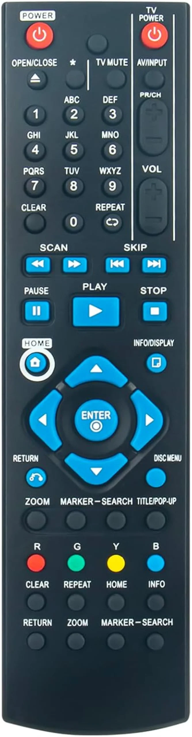 AKB73215301 controle remoto de substituição compatível com LG Blu-ray Disc DVD Player BD460 BD610 BD370 BD440 BD530 BD520 BD550 BD572 BD580 BD620 BP325 BP320 BP255 BPM34 BD5511 BD5555 C BP135WN
