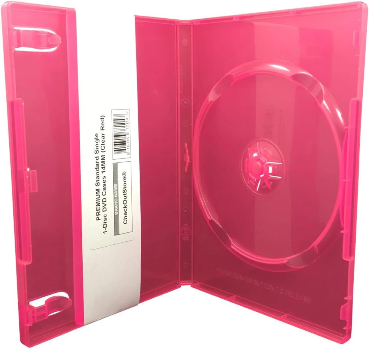 CheckOutStore (25) Capas de DVD de 1 disco padrão premium 14 mm (vermelho transparente)