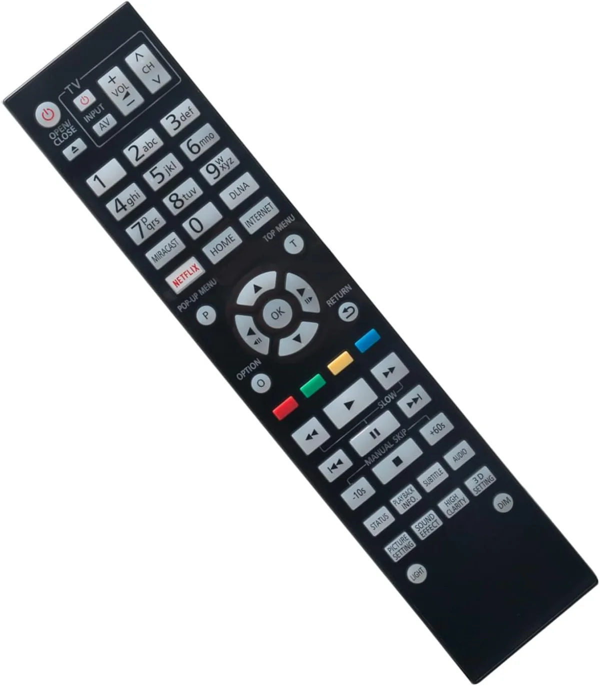 Controle remoto substituído N2QAYA000128 – ALLIMITY – Apto para Panasonic Blu-Ray Disc Player N2QAYA000128 Controle remoto com retroiluminação N2QAYA000172 DP-UB9000 DMP-BDT700 DP-UB820K DP-UB820