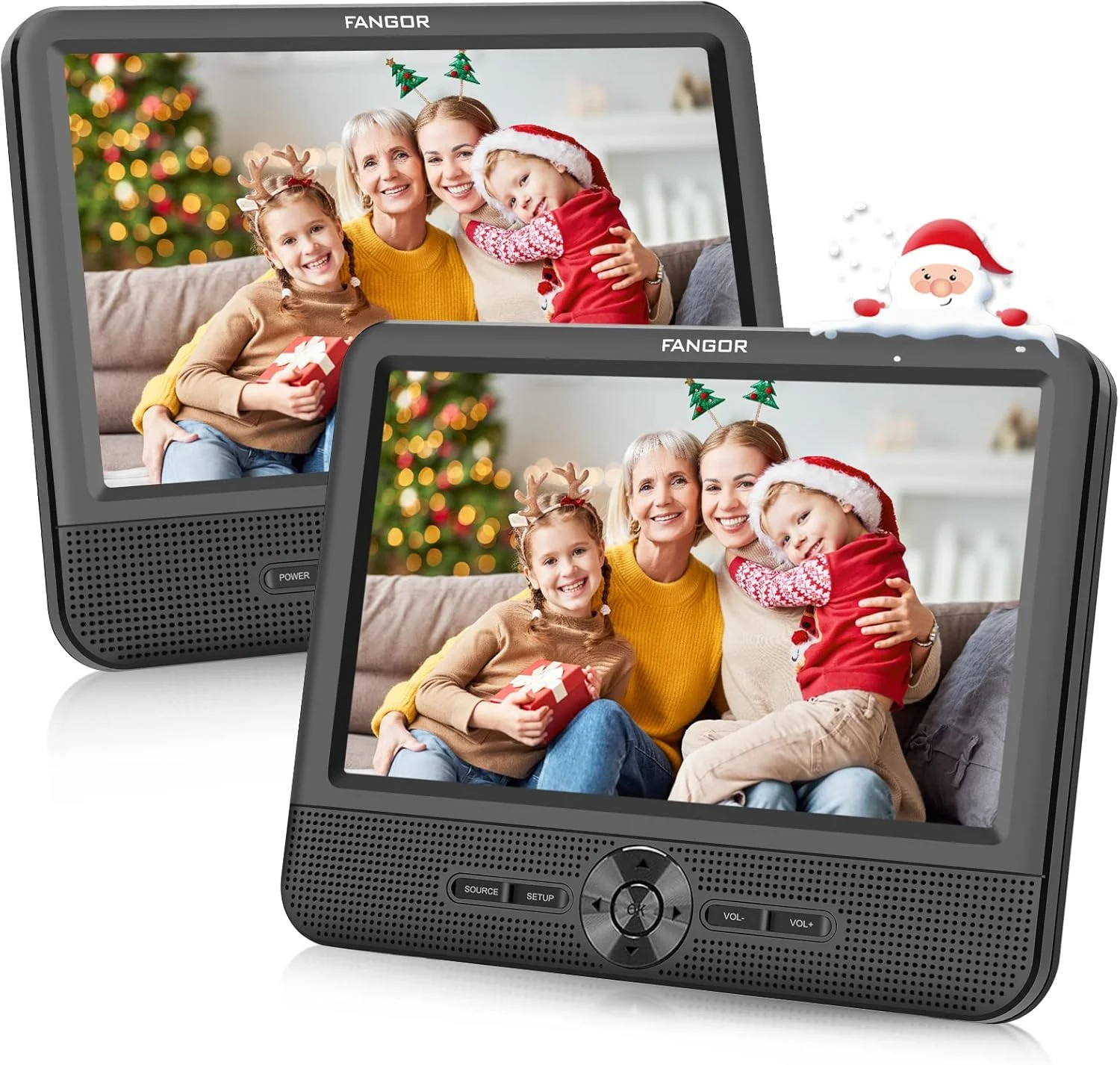 FANGOR Leitor de Dvd Duplo para Carro de 7,5”, Leitor de Dvd Portátil para Carro com Bateria Recarregável de 5 Horas, Última Memória, Saída e Entrada Av, Tv Compatível com Usb/Sd/Sync, Regiões Gratui