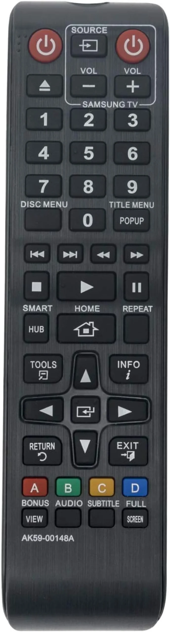 Novo controle remoto de substituição AK59-00149A adequado para Samsung Blu-Ray Disc Player BD-F5100 BD-FM51 BD-FM57C BD-H5100 BD-H5900 BD- HM51 BD-HM59 BD-HM59C BD-J5100 BD-J5700 BD-J5700 BD-J5700