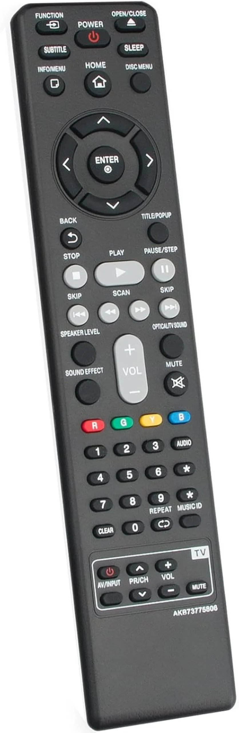 Beyution AKB73775806 Controle remoto de substituição compatível com LG Blu-ray Player BH6530D S63T1-S S63T1-W S63T1S S63T1W HX323 H6230C