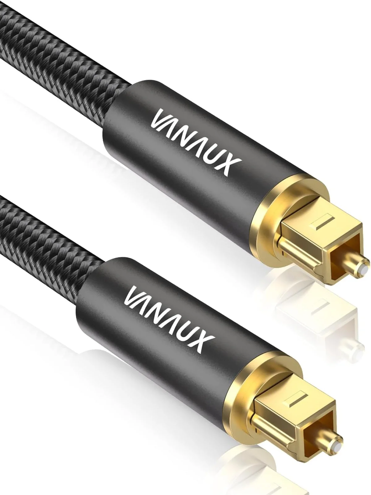 VANAUX Cabo de áudio óptico digital, S/PDIF Toslink Cabo de fibra óptica banhado a ouro 24K compatível com barra de som/televisão/leitores de Blu-ray/decodificador/home theater e mais 3 metros